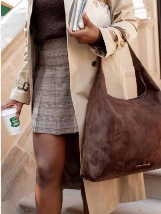 Handbags - Classic Suede Hobo Bag - Brown Poppy& Peonies